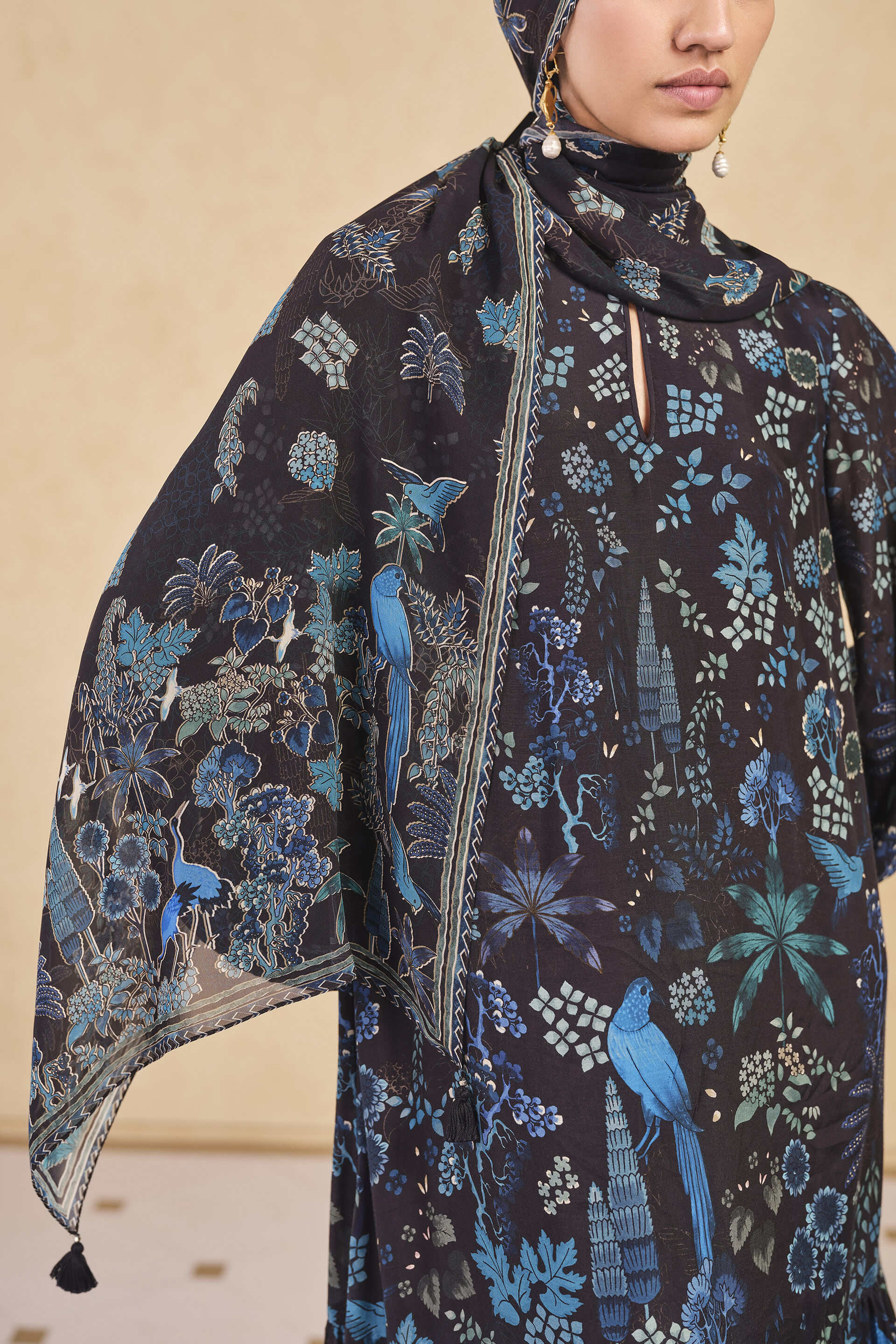 Avis Printed Scarf - Black, Black, image 3